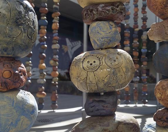 Student decorated stones for art project