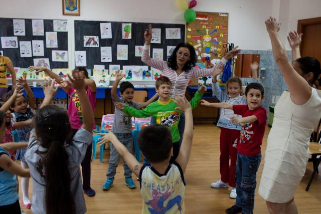 Students participating in dance and movement lesson