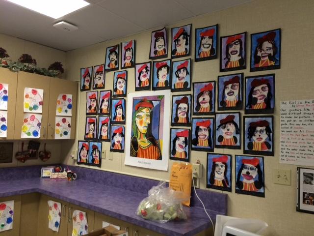 display of student art work
